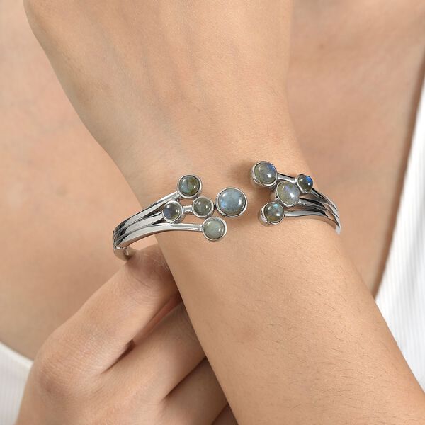 Labradorit Armreif ca. 19 cm Edelstahl ca. 9,02 ct. image number 3