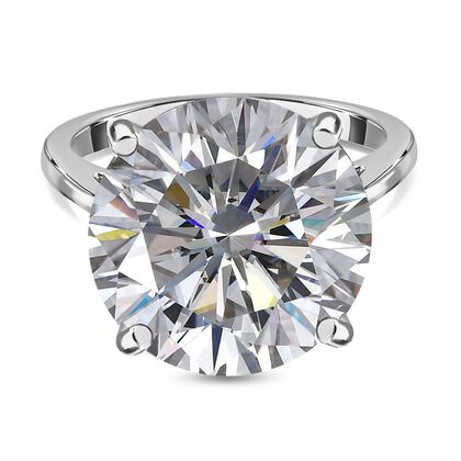 Moissanit Ring, 925 Silber platiniert (Gr&ouml;&szlig;e 19.00) ca. 10.00 ct