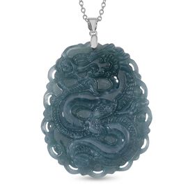 Natürlicher Olmek Jadeit Anhänger mit Kette, 925 Silber rhodiniert ca. 109.00 ct