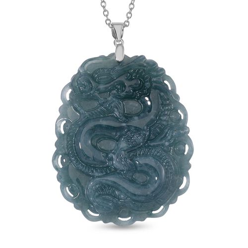 Natürlicher Olmek Jadeit Anhänger mit Kette, 925 Silber rhodiniert ca. 109.00 ct image number 0