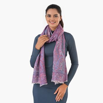 Luxuri&ouml;ser Merino-Seide Jacquard-Schal, 70x200cm, Lila