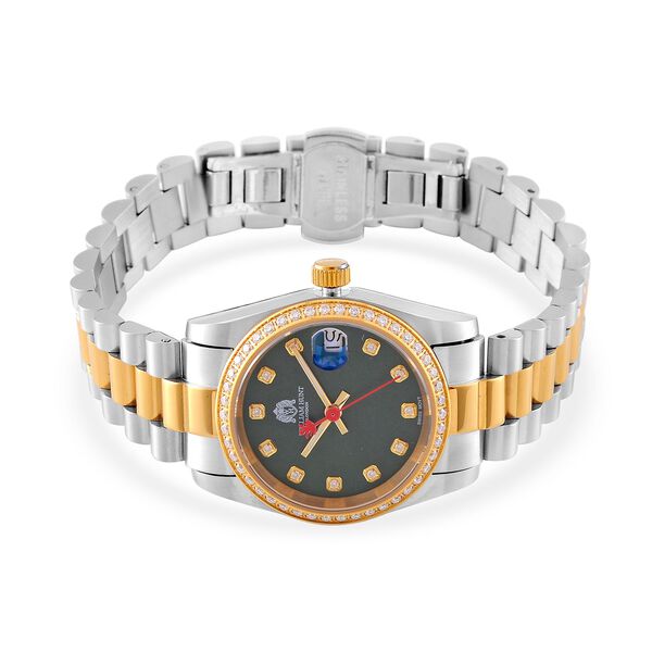 Moissanit Uhren 20 cm Reiner Edelstahl Bicolor image number 6