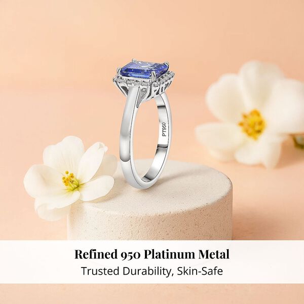 Rhapsody AAAA Tansanit, Wei&szlig;er Diamant Ring 950 Platin (Gr&ouml;&szlig;e 16.50) ca. 2,56 ct image number 2