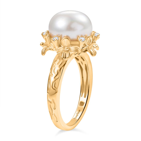 EVER TRUE S&uuml;&szlig;wasser Perle (10.5-11 mm), Wei&szlig;er Zirkon Ring Nickelfreies Messing (Gr&ouml;&szlig;e 20.00) image number 5