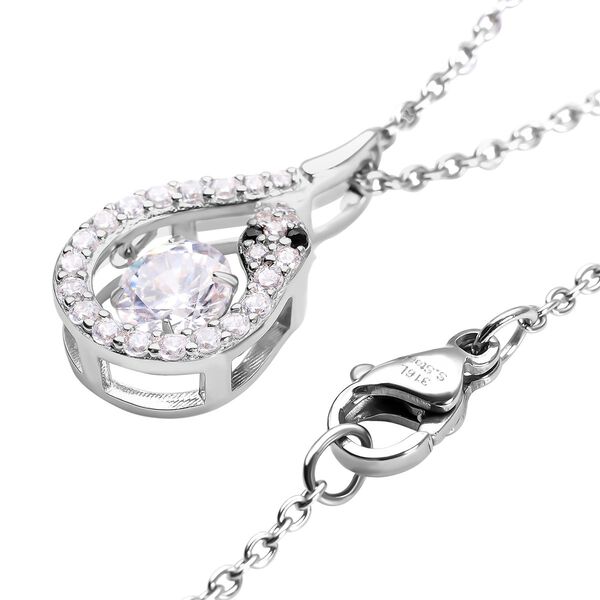 LUSTRO STELLA - Weißer Zirkonia Schlangen Anhänger 925 Silber rhodiniert mit Edelstahl mit kette image number 4