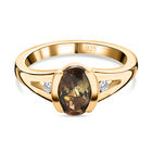 Natürlicher Jenipapo Andalusit und Zirkon Ring 925 Silber Gelbgold Vermeil (Größe 16.00) ca. 1.37 ct