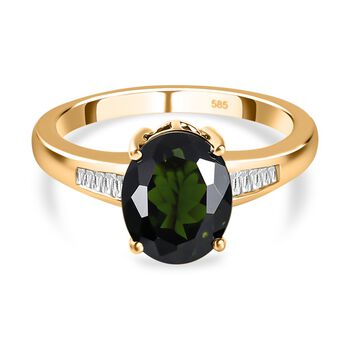 Nat&uuml;rlicher AA Chrom Turmalin und wei&szlig;er Diamant-Ring, 585 Gold (Gr&ouml;&szlig;e 20.00) ca. 3.07 ct
