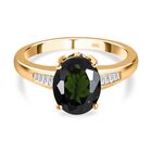 Natürlicher AA Chrom Turmalin und weißer Diamant-Ring, 585 Gold (Größe 20.00) ca. 3.07 ct