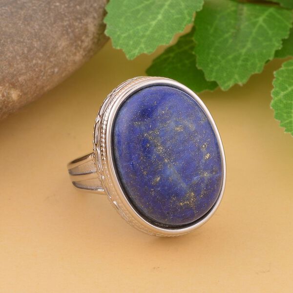 Lapislazuli Ring, Edelstahl (Größe 16.00) ca. 25,00 ct image number 2