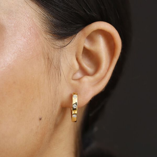 LUXURIANT SI Labor Diamant Creolen, 925 Silber Gelbgold Vermeil - 0,33 ct. image number 3