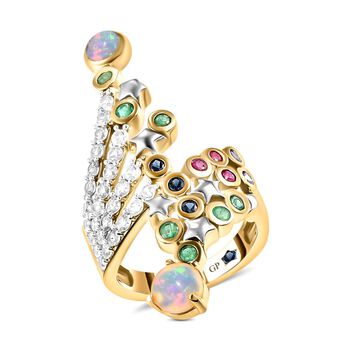 GP Celestial Dream Kollektion- nat&uuml;rlicher, &auml;thiopischer Welo Opal und mehrfarbiger Edelstein-Ring - 2,71 ct.