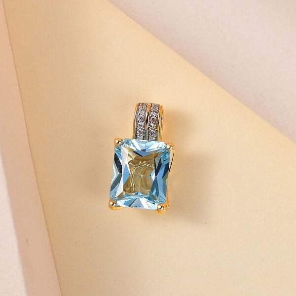 Himmelblauer Topas und Zirkon-Anh&auml;nger - 6,94 ct. image number 2