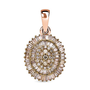 Nat&uuml;rlicher Champagner Diamant Anh&auml;nger, 925 Silber Ros&eacute;gold Vermeil ca. 0.50 ct
