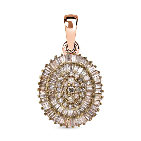 Nat&uuml;rlicher Champagner Diamant Anh&auml;nger, 925 Silber Ros&eacute;gold Vermeil ca. 0.50 ct
