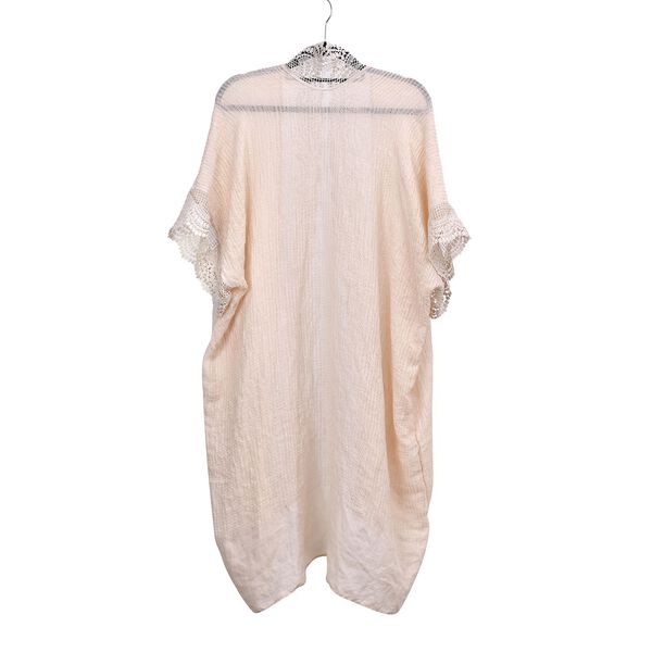 Kurz&auml;rmeliger Kimono mit Blumendruck, schwarzem G&uuml;rtel, mehrfarbig image number 2