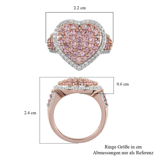Rosa Saphir und Zirkon-Halo-Ring, 925 Silber ros&eacute;vergoldet, 1,86 ct. image number 7
