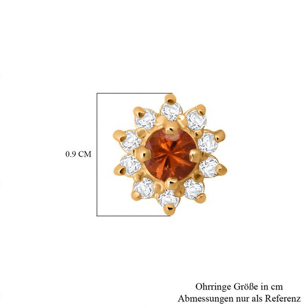 D'Joy AA Orange Saphir, Wei&szlig;er Zirkon Ohrringe 925 Silber vergoldet ca. 1,30 ct. image number 5