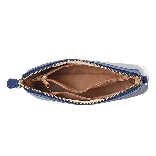 LA MAREY Crossbody Tasche aus 80% Seidenbrokat und 20% Echtleder, Blumenmuster, 24x5.5x14cm, Wei&szlig;-blau image number 6