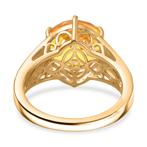 D'Joy - Sonnenfeuer-Kern-Design Sphaleros Quarz Ring, 925 Silber 750 Gelb Vergoldet (Gr&ouml;&szlig;e 19.00) ca. 5.22 ct image number 6