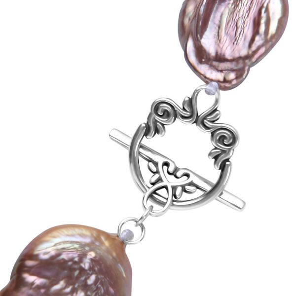 Mehrfarbige Keshi Perlen-Halskette in Silber, 50 cm, 222,50 ct. image number 6