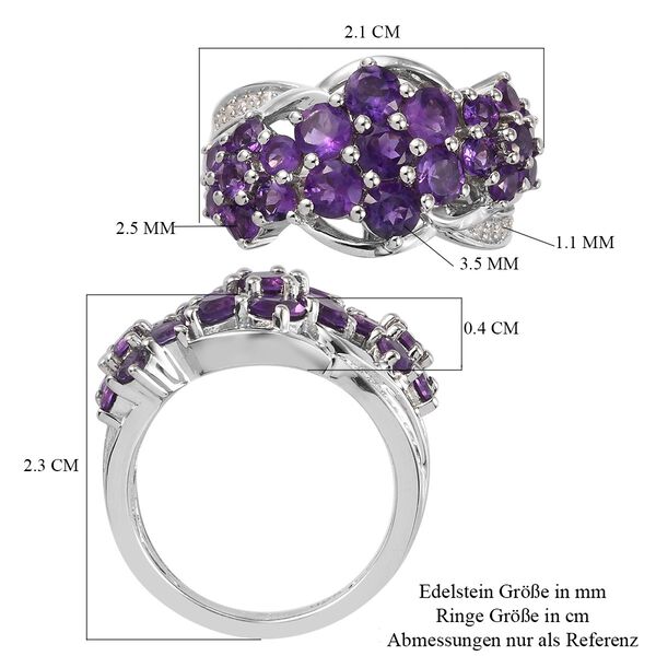 Lusaka Amethyst und Zirkon Ring 925 Silber Platin-Überzug image number 6