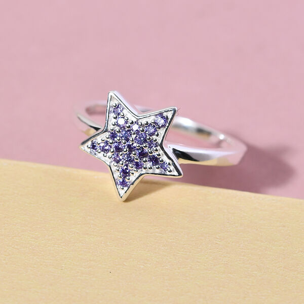 LUSTRO STELLA - Amethyst Zirkonia Stern Ring 925 Silber image number 2