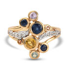 Mehrfarbig Saphir und Zirkon Ring 925 Silber vergoldet (Größe 16.00)