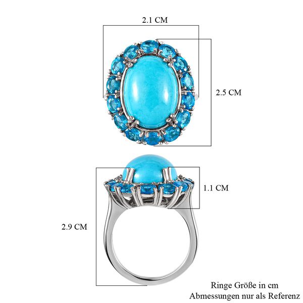 Amerikanischer, nat&uuml;rlicher Sleeping Beauty T&uuml;rkis und Neon Apatit-Ring - 10,38 ct. image number 7