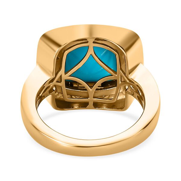 Amerikanischer natürlicher Sleeping Beauty Türkis, weißer Zirkon Ring, 925 Silber Gelbgold Vermeil (Größe 20.00) ca. 5.18 ct image number 6