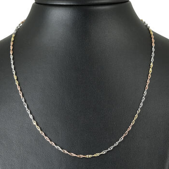 CLASSIC SINGAPORE 925 Silber Tricolor Halskette ca. 45 cm + 5 cm Extender, ca. 3,76g