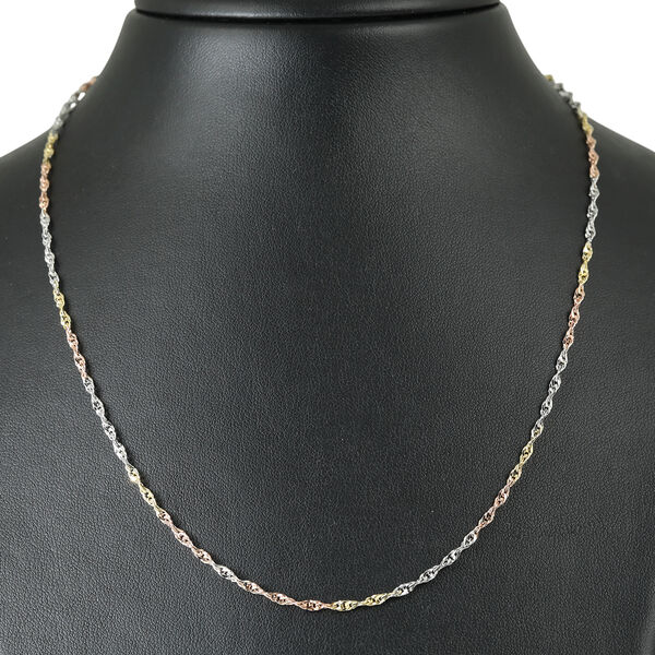 CLASSIC SINGAPORE 925 Silber Tricolor Halskette ca. 45 cm + 5 cm Extender, ca. 3,76g