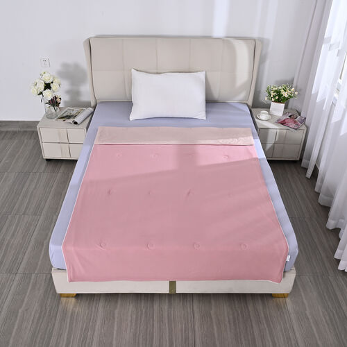 Serenity Night Wende-Kühlsteppdecke, Zwei-Ton, 135×200cm, Dunkelrosa und Beige image number 1