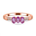 AA Rosa Saphir, Weißer Zirkon Ring, 925 Silber rosévergoldet, (Größe 19.00) ca. 1.15 ct