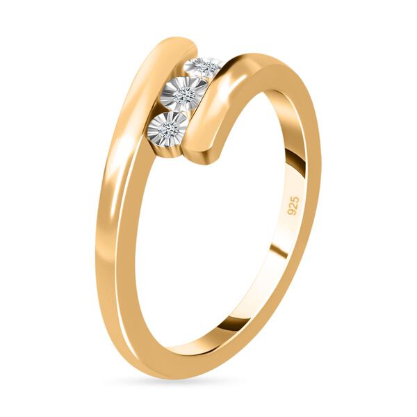 Diamant Bypass Ring 925 Silber 585 Vergoldet image number 5