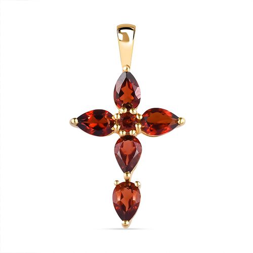 Roter Granat Kreuz-Anhänger, 925 Silber vergoldet ca. 2,42 ct image number 0