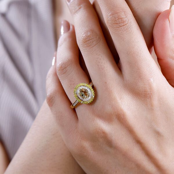 AA Natürlicher goldener Tansanit, gelber und weißer Diamant-Ring - 1,13 ct. image number 10