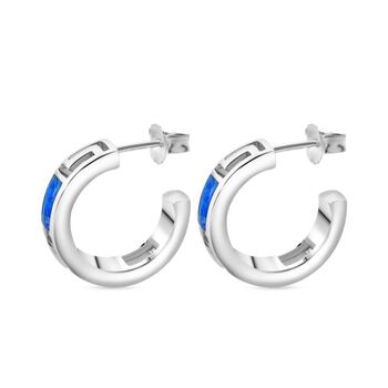 Simulierte blaue Opal halbe Creolen