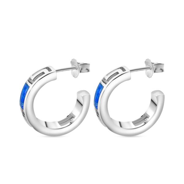 Simulierte blaue Opal halbe Creolen image number 3