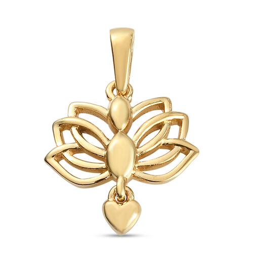 Lotusblume Yoga Herz Anhänger 925 Silber vergoldet image number 0