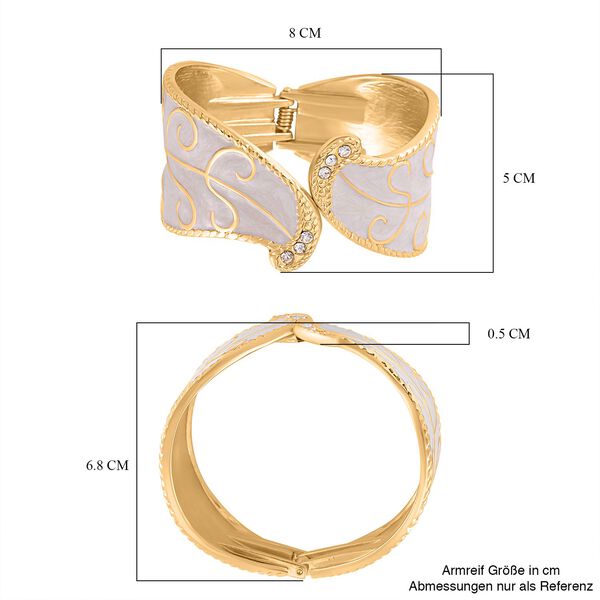 Wei&szlig;er Kristall Armreif ca. 18 cm Legierung emailliert image number 5