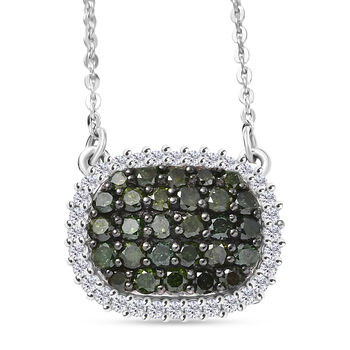 D'Joy Gr&uuml;ner Diamant Halskette ca. 50 cm 925 Silber rhodiniert ca. 0,99 ct.