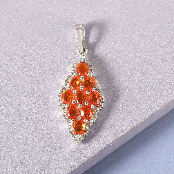 Salamanca Feueropal und Zirkon-Cluster-Anh&auml;nger in Silber image number 3