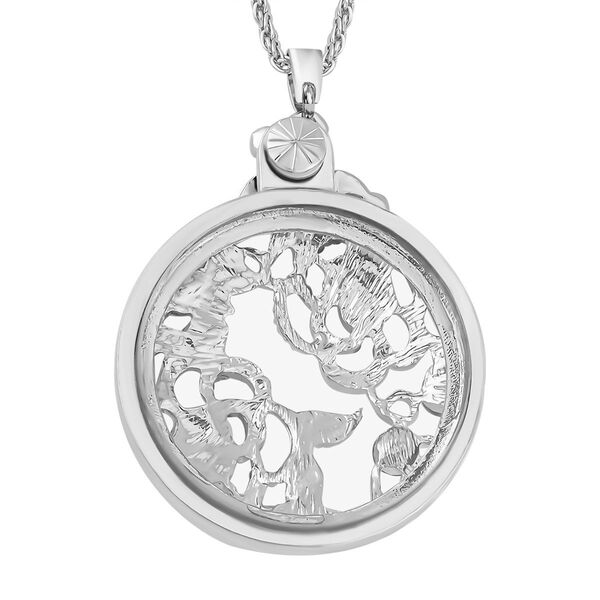 2-in-1 Lupe und Walflossen-Motiv Anhänger mit Kette, Blauer Kristall und Glas, Silberfarben image number 3