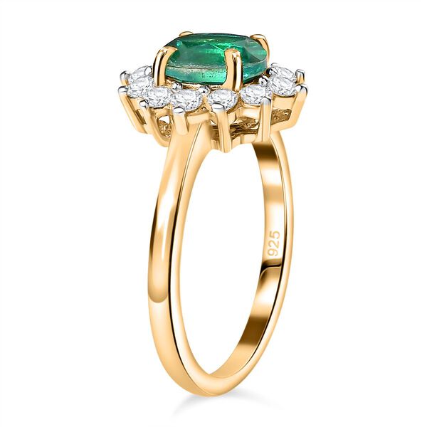 Pfau Quarz Triplette, Wei&szlig;er Zirkon Ring 925 Silber vergoldet (Gr&ouml;&szlig;e 16.00) ca. 1,45 ct image number 5