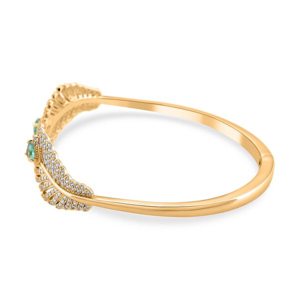 Grüner Kristall, Weißer Zirkonia Armreif ca. 19 cm Nickelfreies Messing Standard image number 4