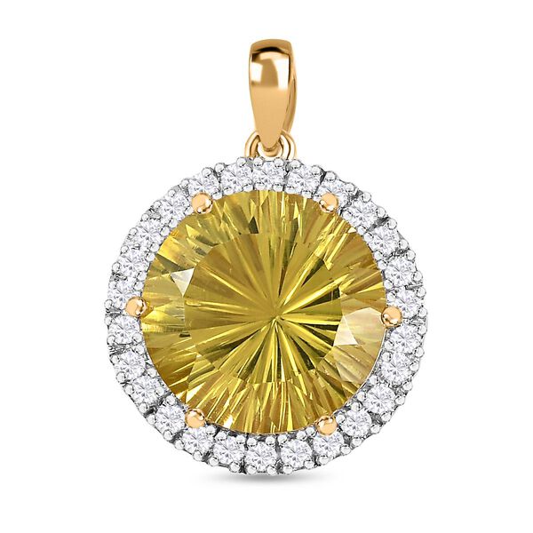 AAA Ouro Verde Quarz und Zirkon Anh&auml;nger - 9,58 ct.