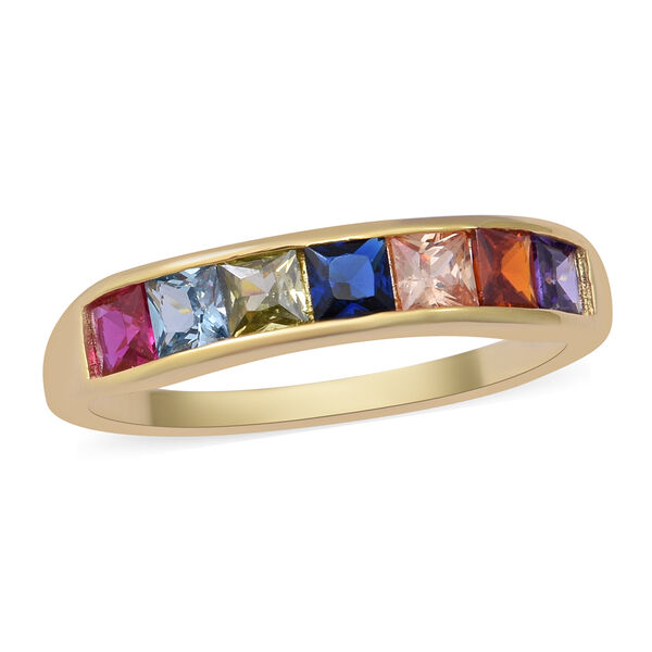 LUSTRO STELLA - Mehrfarbiger Zirkonia Ring 925 Silber vergoldet  ca. 1,89 ct