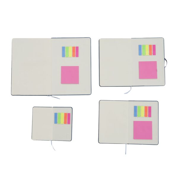 4-teiliges Notizbuch-Set mit Gummibandverschluss, Kunstleder und Papier, verschiedene Größen, Grau image number 5