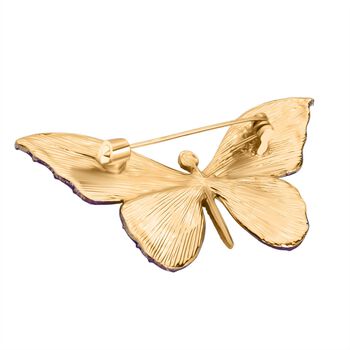 Wei&szlig;er Kristall und mehrfarbige Emaille-Brosche, Schmetterling