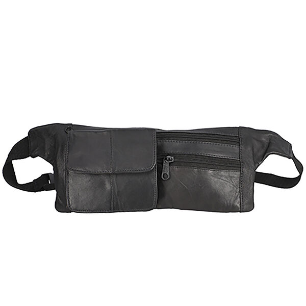 100% echtem Leder Bauchtasche, Gr&ouml;&szlig;e 37x15 cm, Schwarz